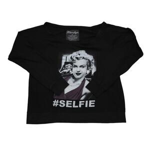 Marilyn Shirt Womens XL Black Long Sleeve Scoop Neck Pullover Graphic Print Tee